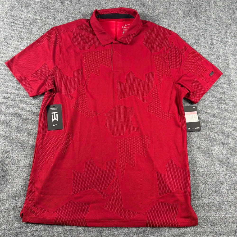 Nike Polo Shirt Mens L Red Tiger Woods Collection Dri-FIT Golf CT3801-687 New
